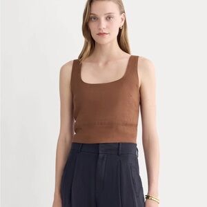 Everlane Women's Square Tank Top in Stretch Linen Cedarwood Brown Size 4 Small